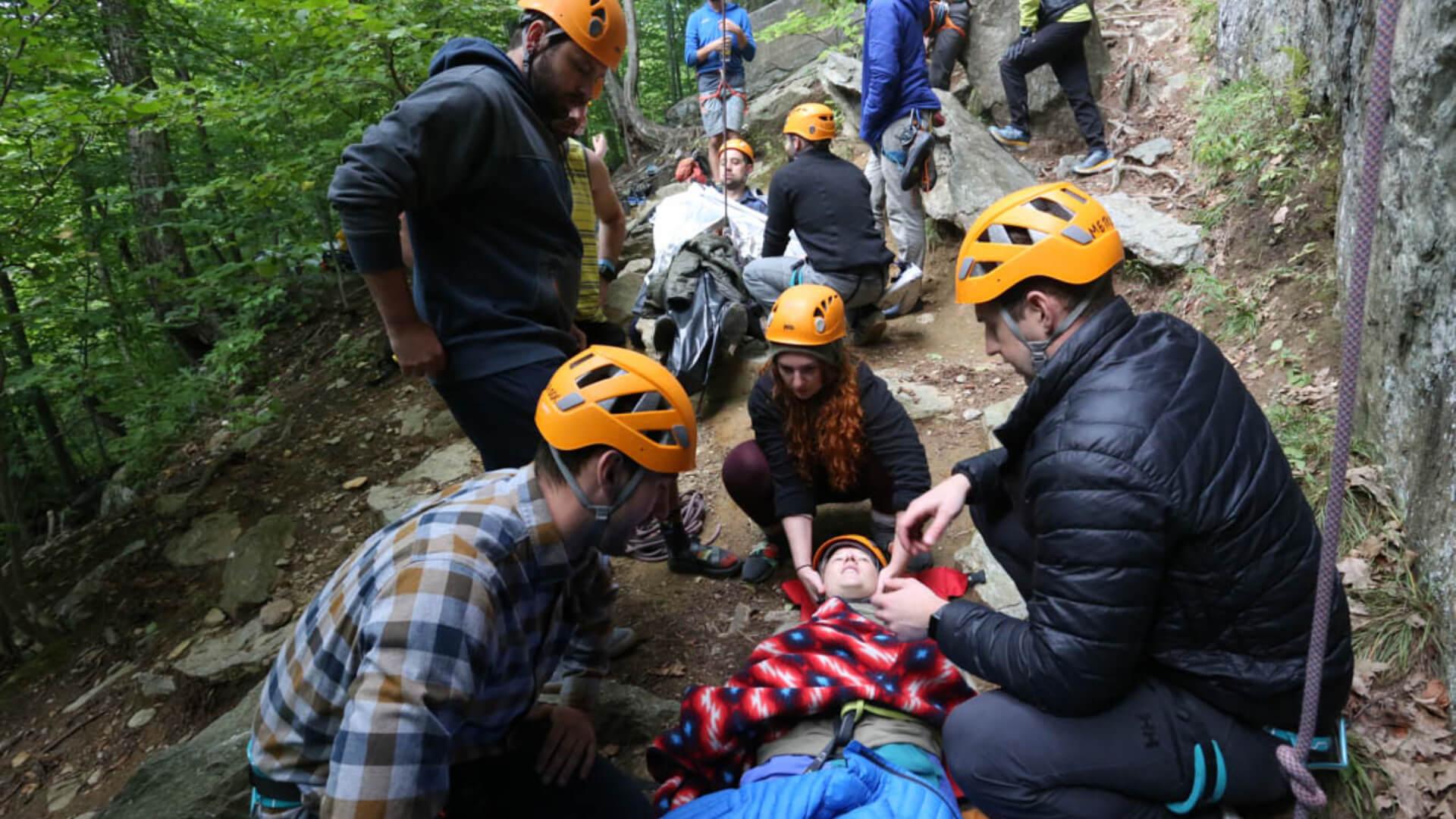 group of people in the woods 