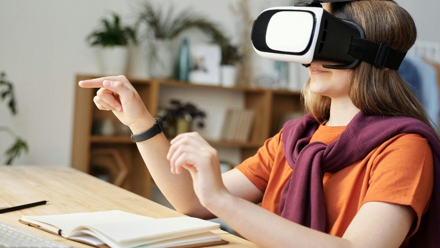 Student using VR headset
