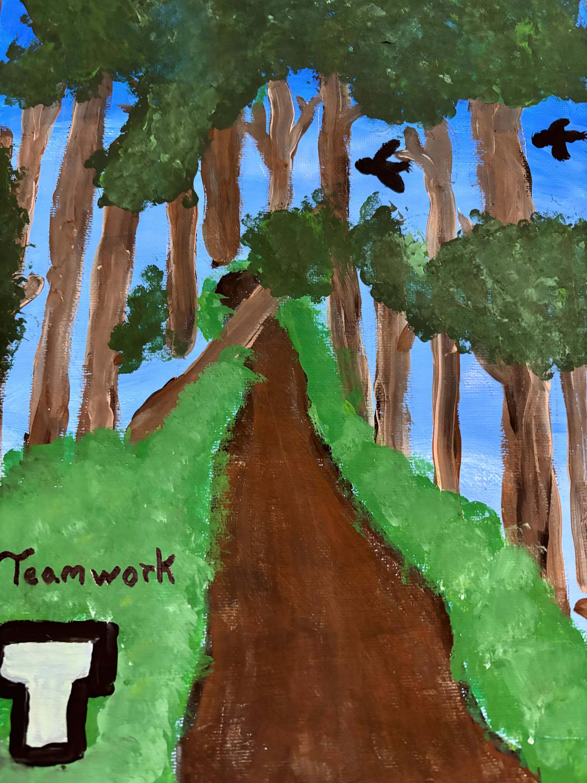 a painting of trees