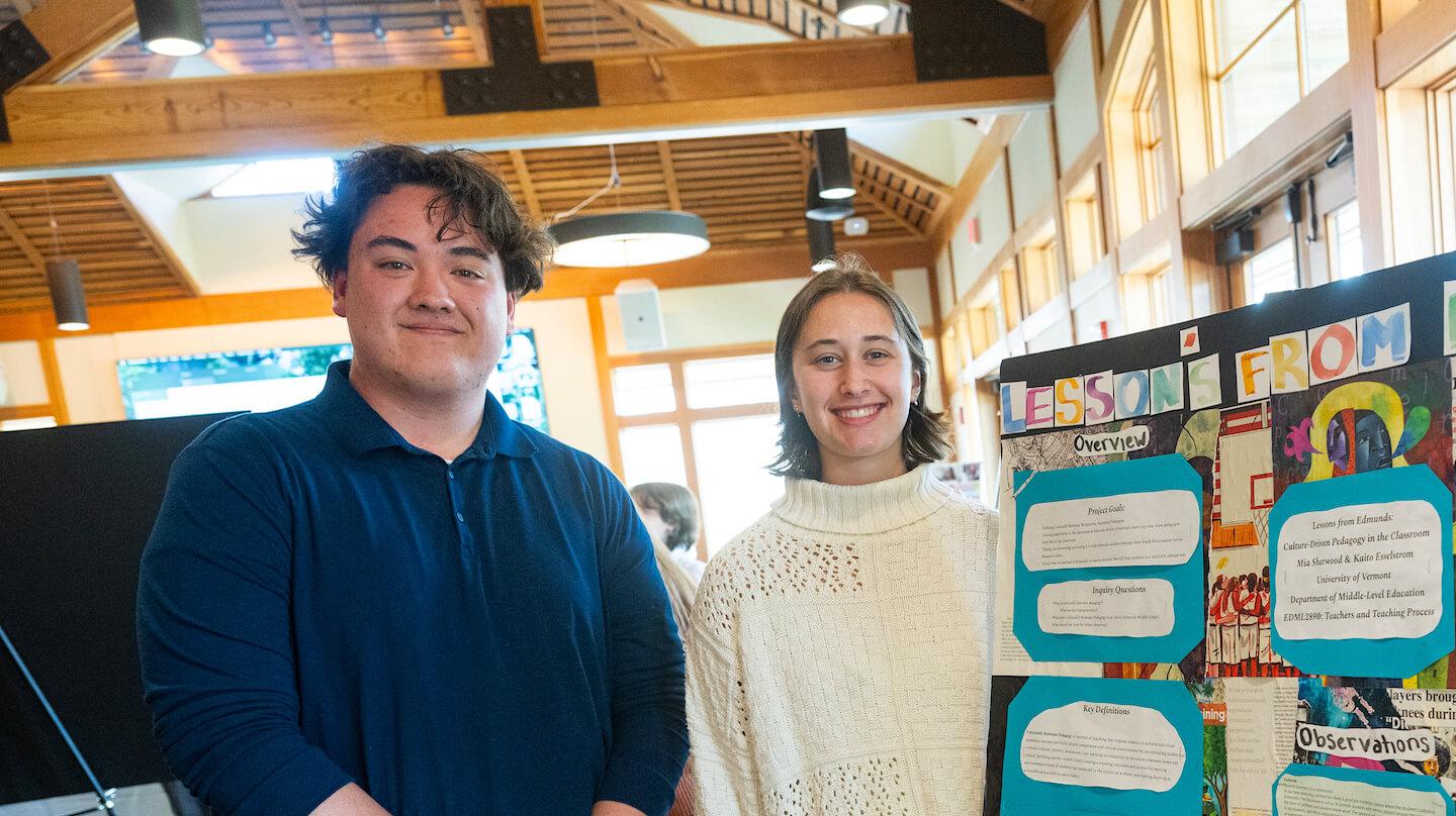 Kaito Esselstrom and MIa Sherwood present their community-engaged learning from their experience at Edmunds Middle School. 