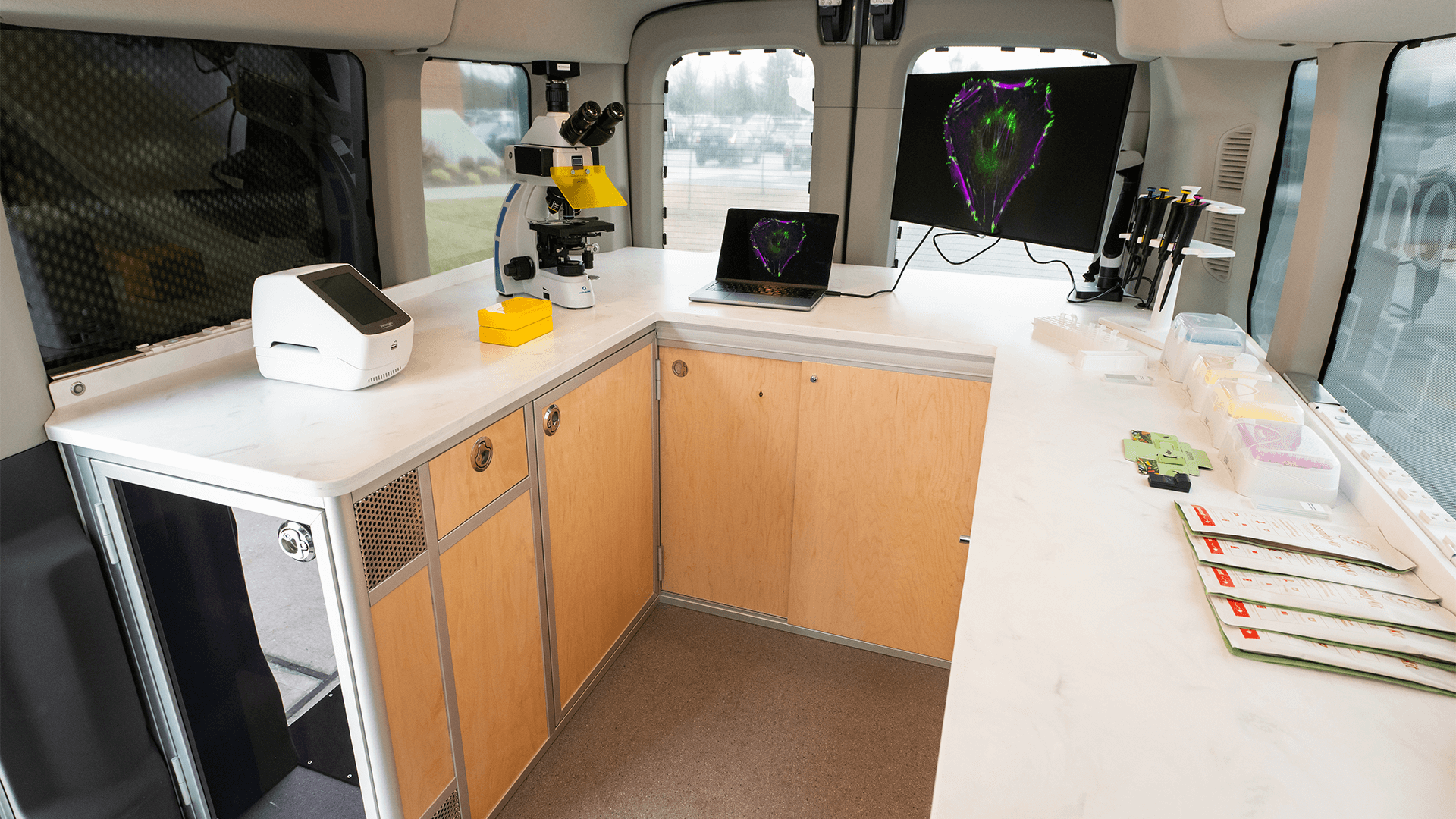 a lab setup inside a van