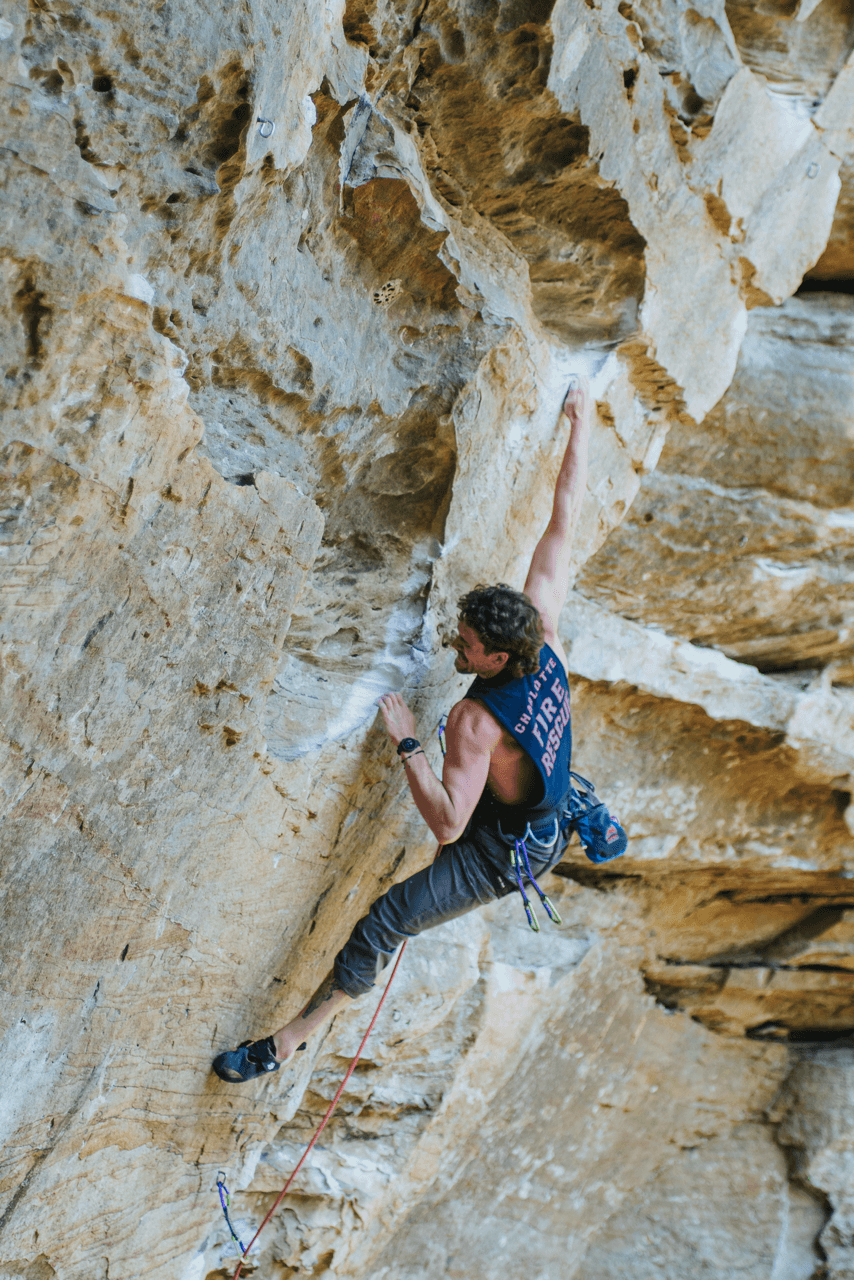 Student rock climbing