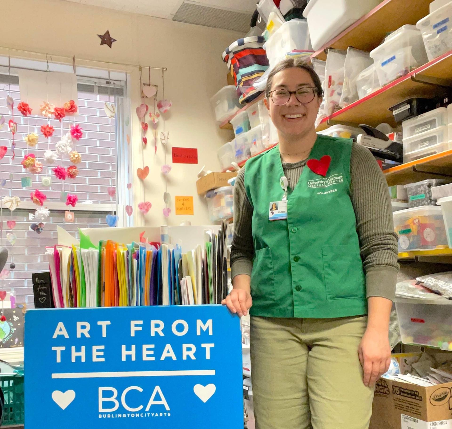 Isabel Wolhandler working for Art for the Heart at the UVM Medical Center