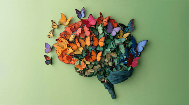 image of a brain filled with butterflies