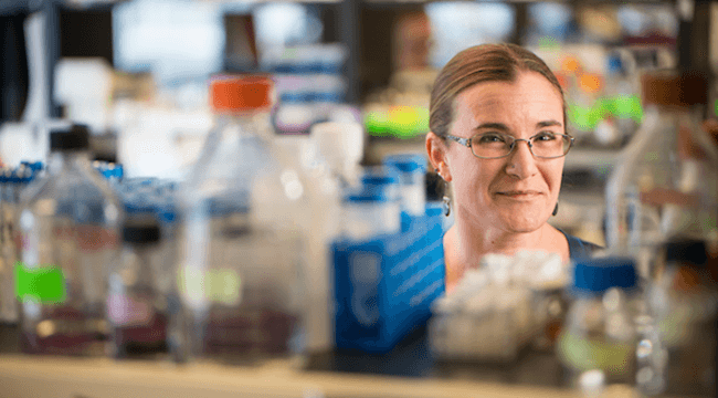 a woman in a lab