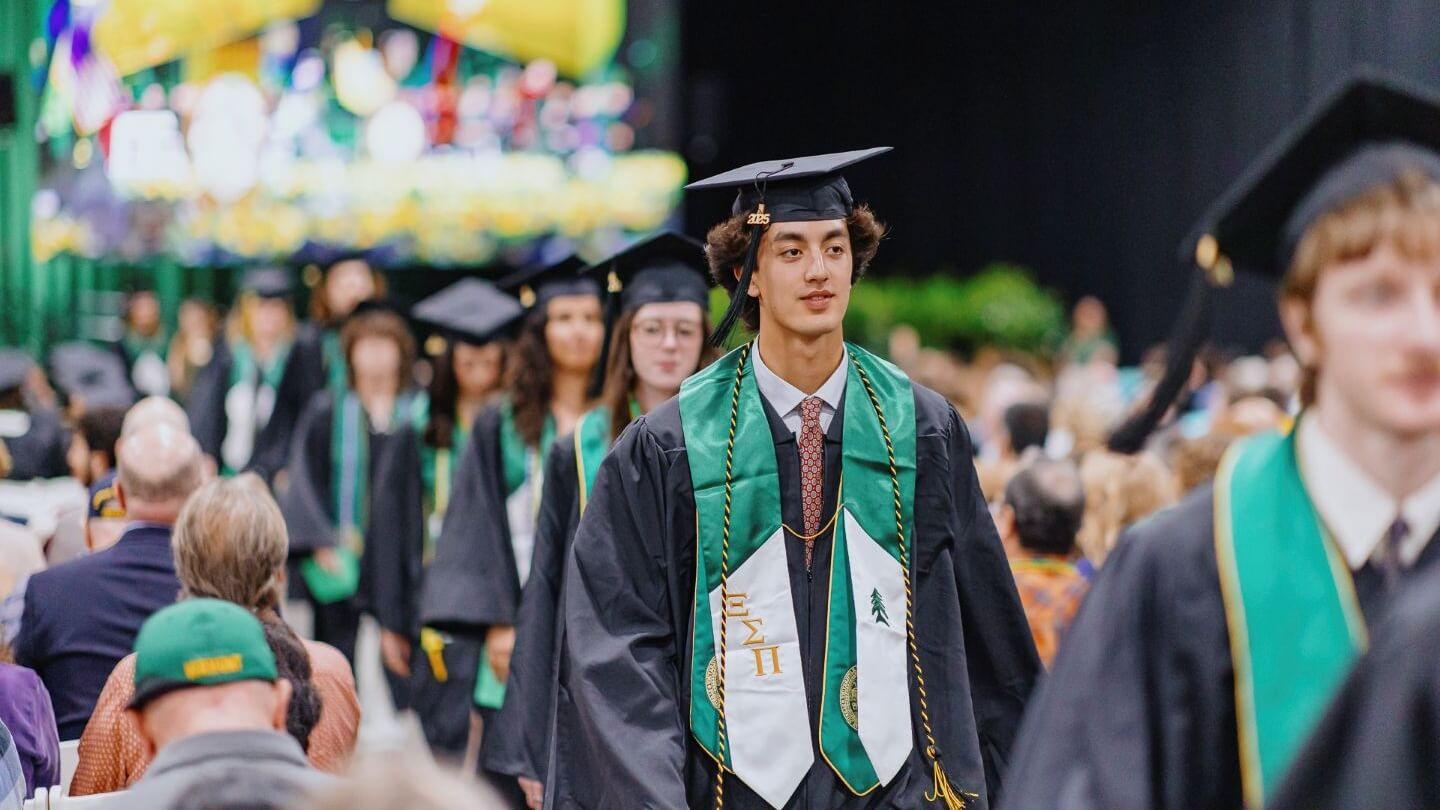 A line of Rubenstein School students at the commencement ceremony