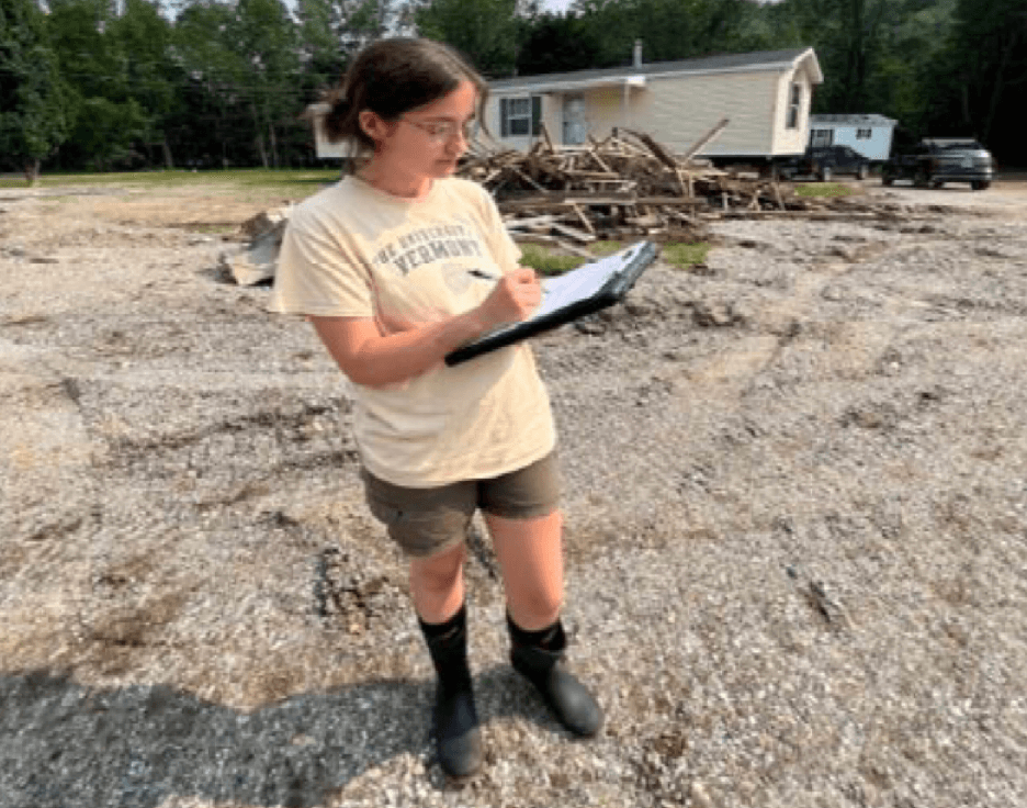 Student working in a mobile home community