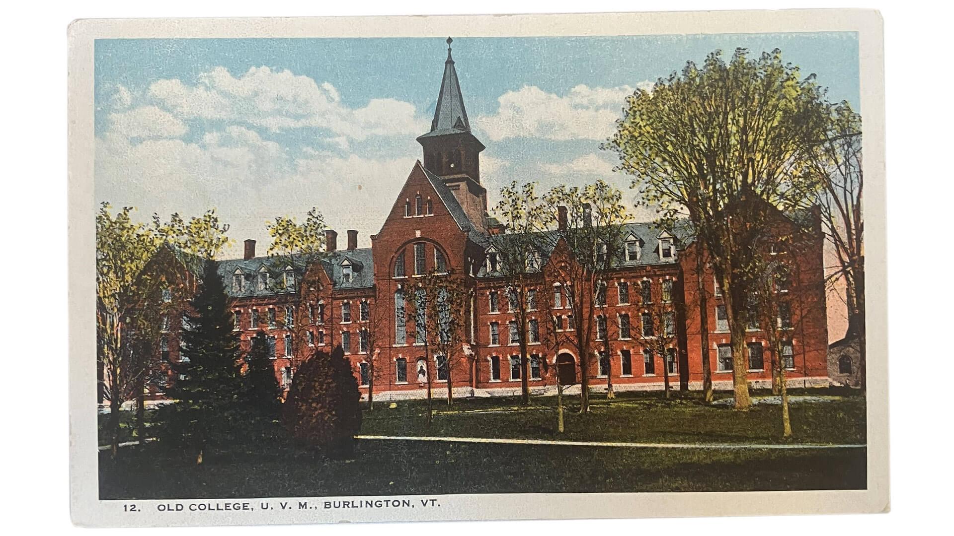 colorized postcard of old mill