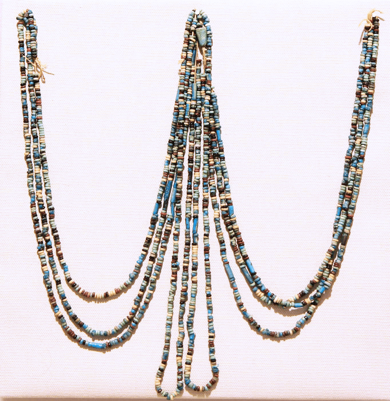 Strands of multicolored beads from ancient Egypt