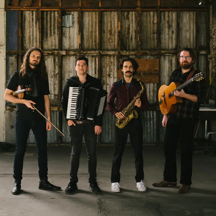 Sam Reider with other members of the Human Hands.