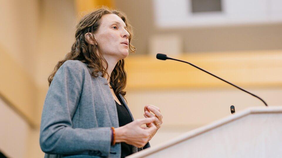 Kelsey Gleason, Sc.D., M.S., 2024 CNHS Research Incentive Grant winner, discussed her research at the 2025 Zeigler Research Forum.