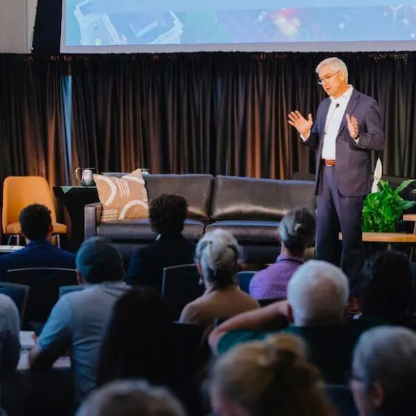 Dr. Mark Becker speaks at the 2025 UVM RISE Summit