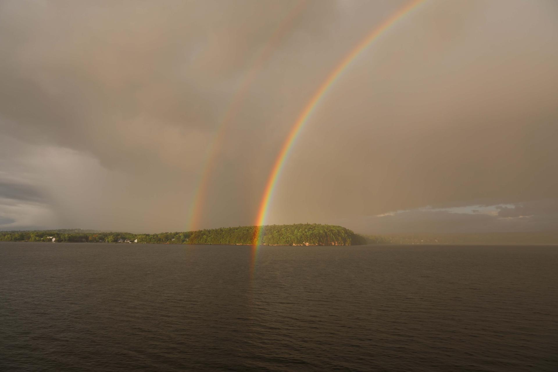 rainbow on lake champlain