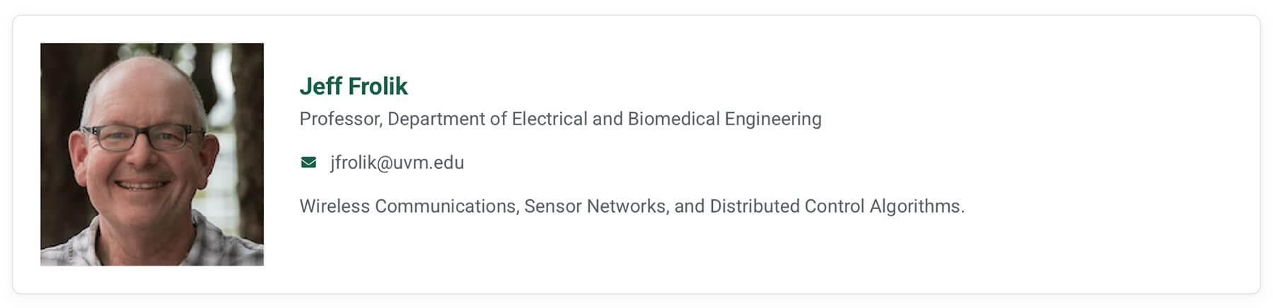 Link to Jeff Frolik's faculty profile