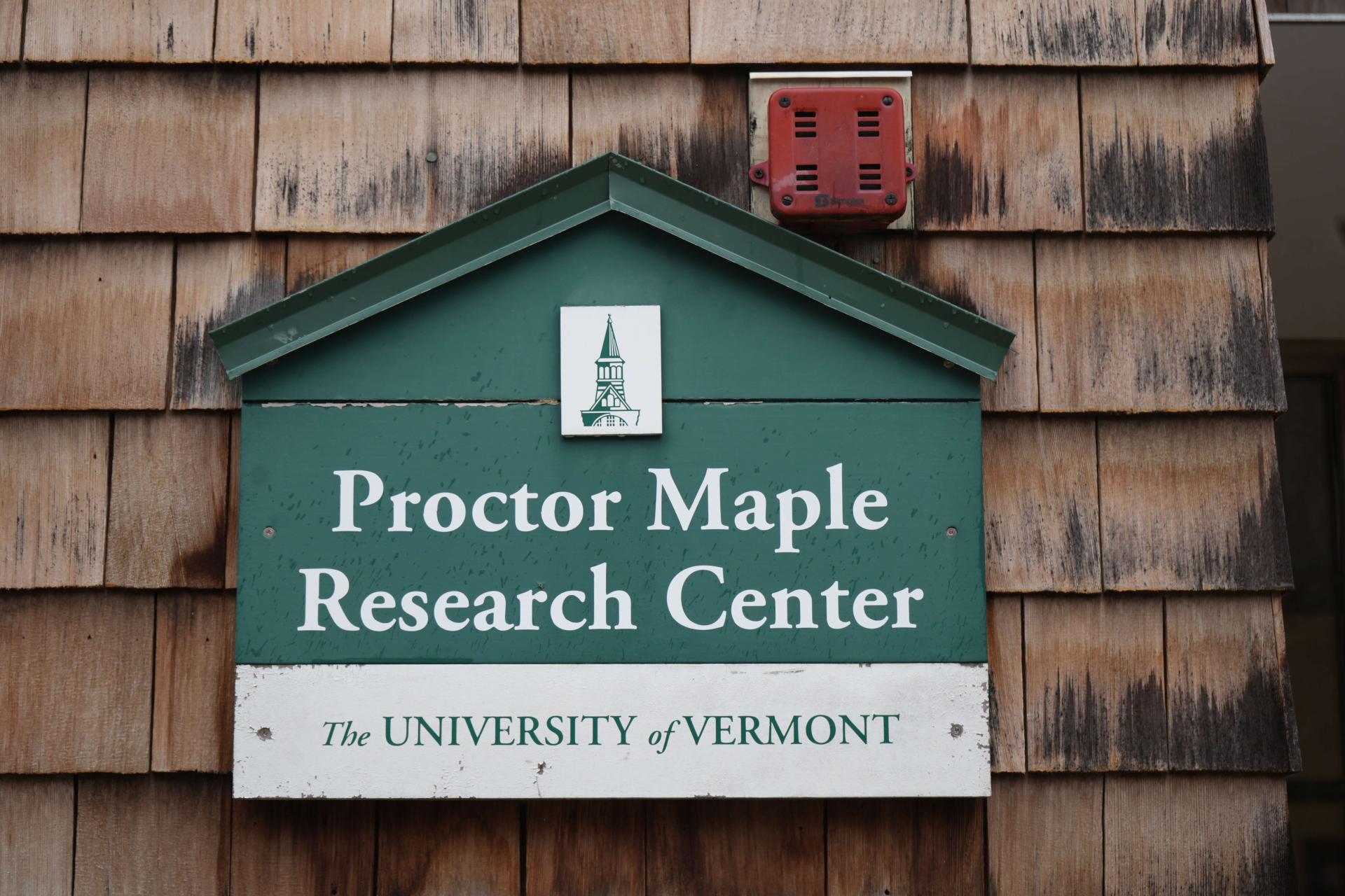 Sign outside the Proctor Maple Research Center