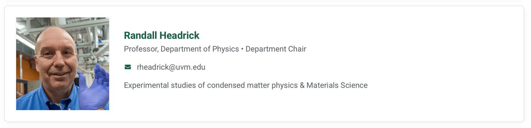 Link to Randall Headrick's faculty profile