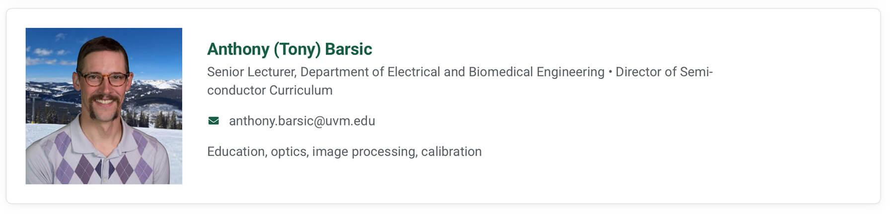 Link to Tony Barsic's faculty profile page
