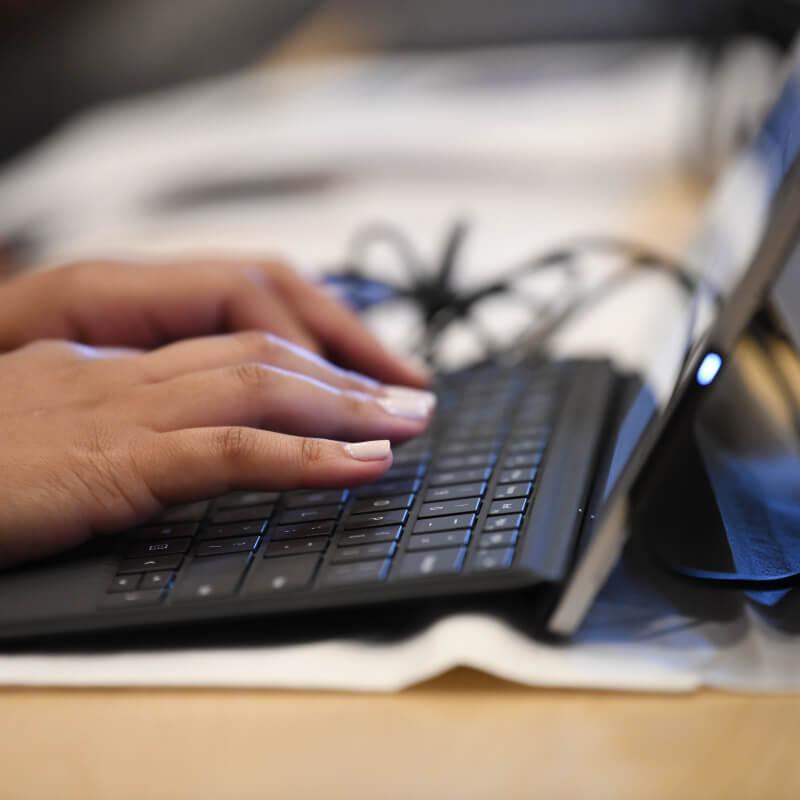 Someone is typing on a keyboard.