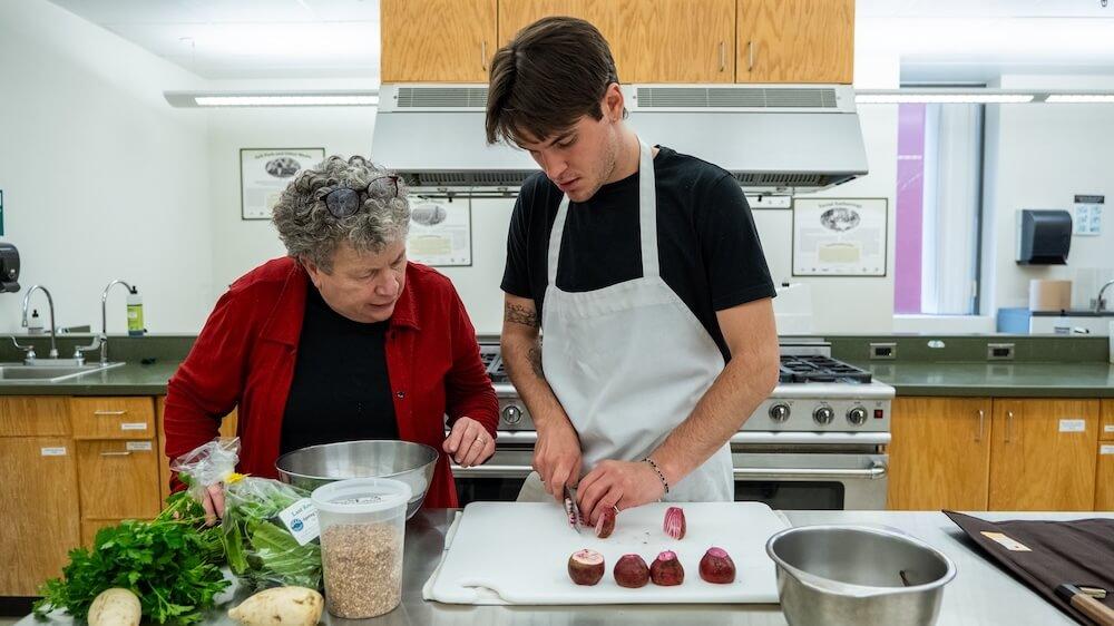 Amy Trubek and Jonas Camera cook together