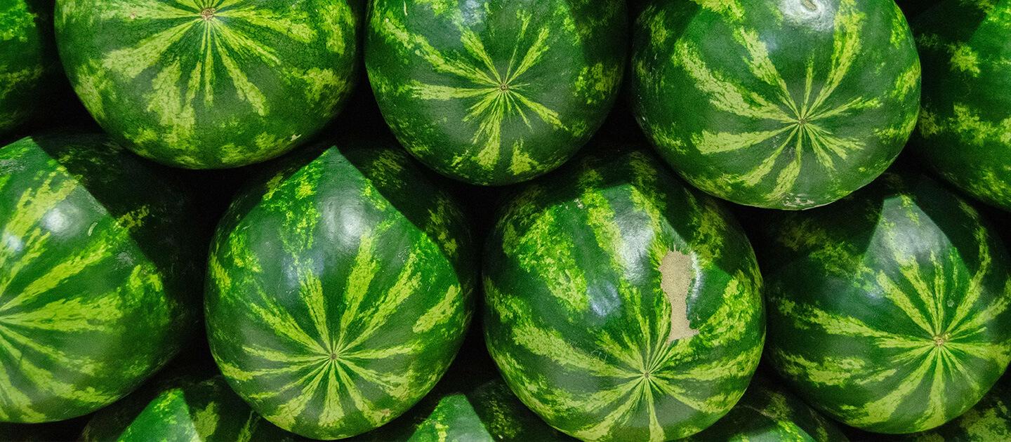 a stack of watermelons