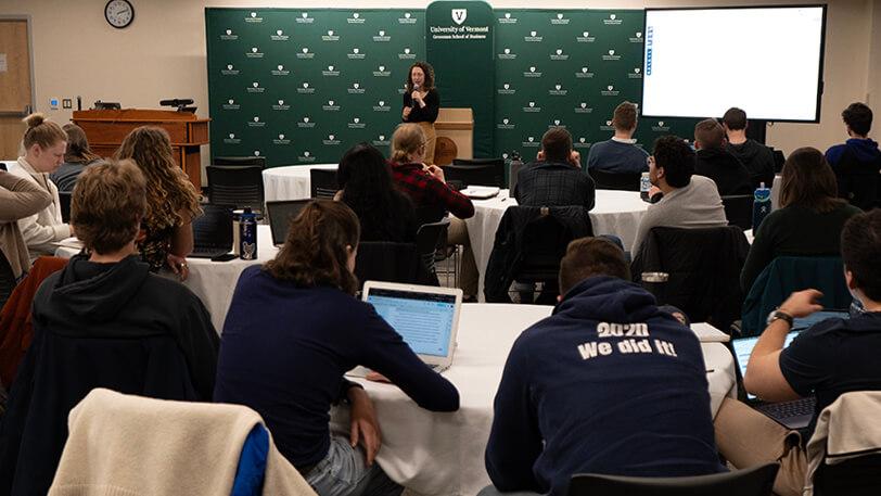 SI-MBA cohort listens to a guest speaker
