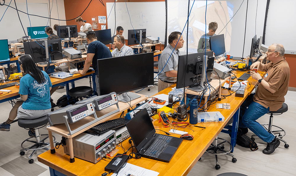The electrical engineering lab space in Votey Hall bustled with activity during the normally quiet summer with the inaugural SPARK learning retreat.