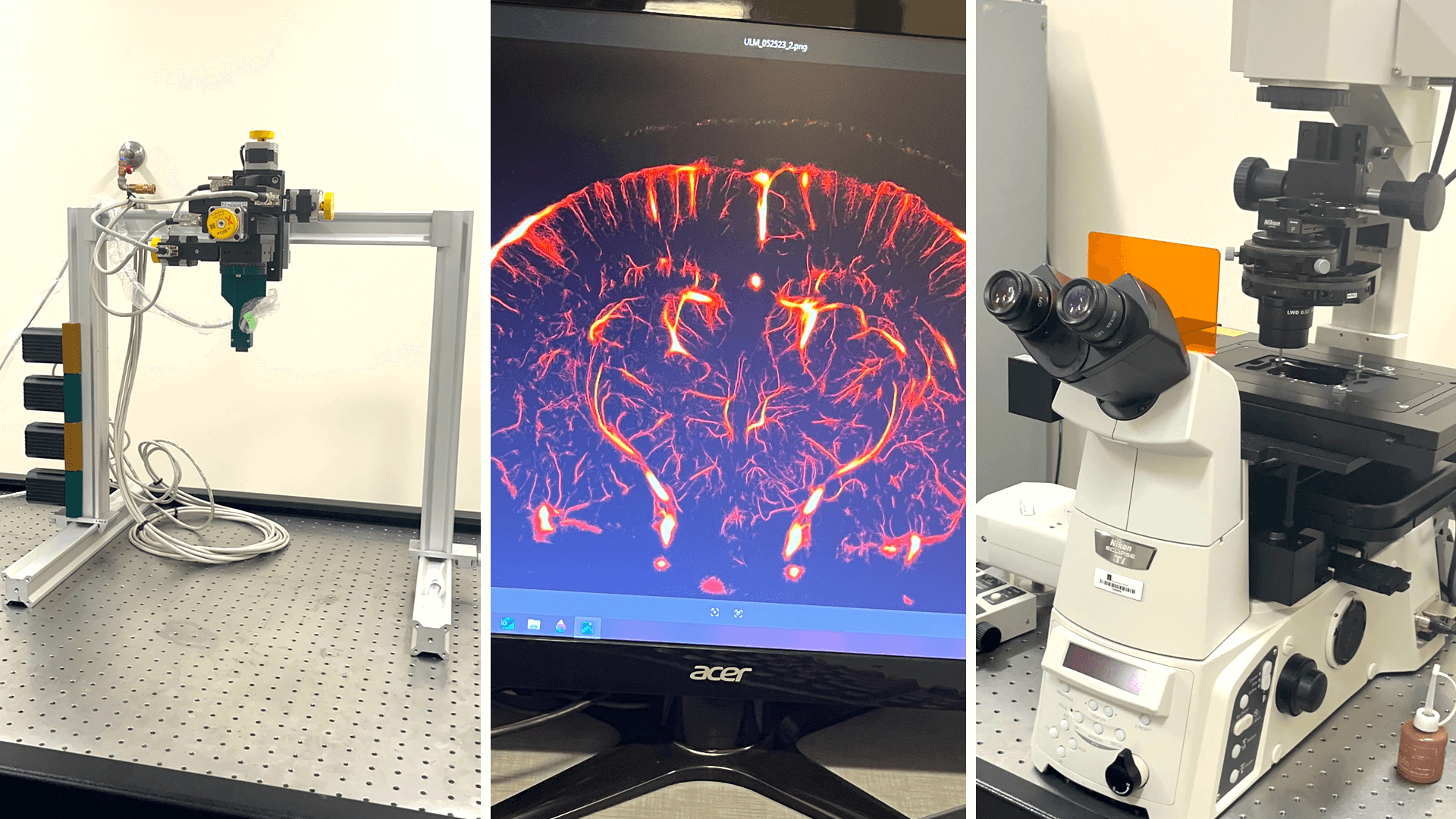 3 images of advanced imaging equipment