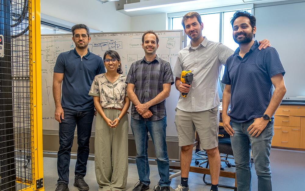 Graduate Research Assistant Arash Omidi, Graduate Research Assistant Madiha Akbar, CREATE Co-director Hamid Ossareh, CREATE Executive Director Mads Almassalkhi and Research Associate Tanmay Mishra.