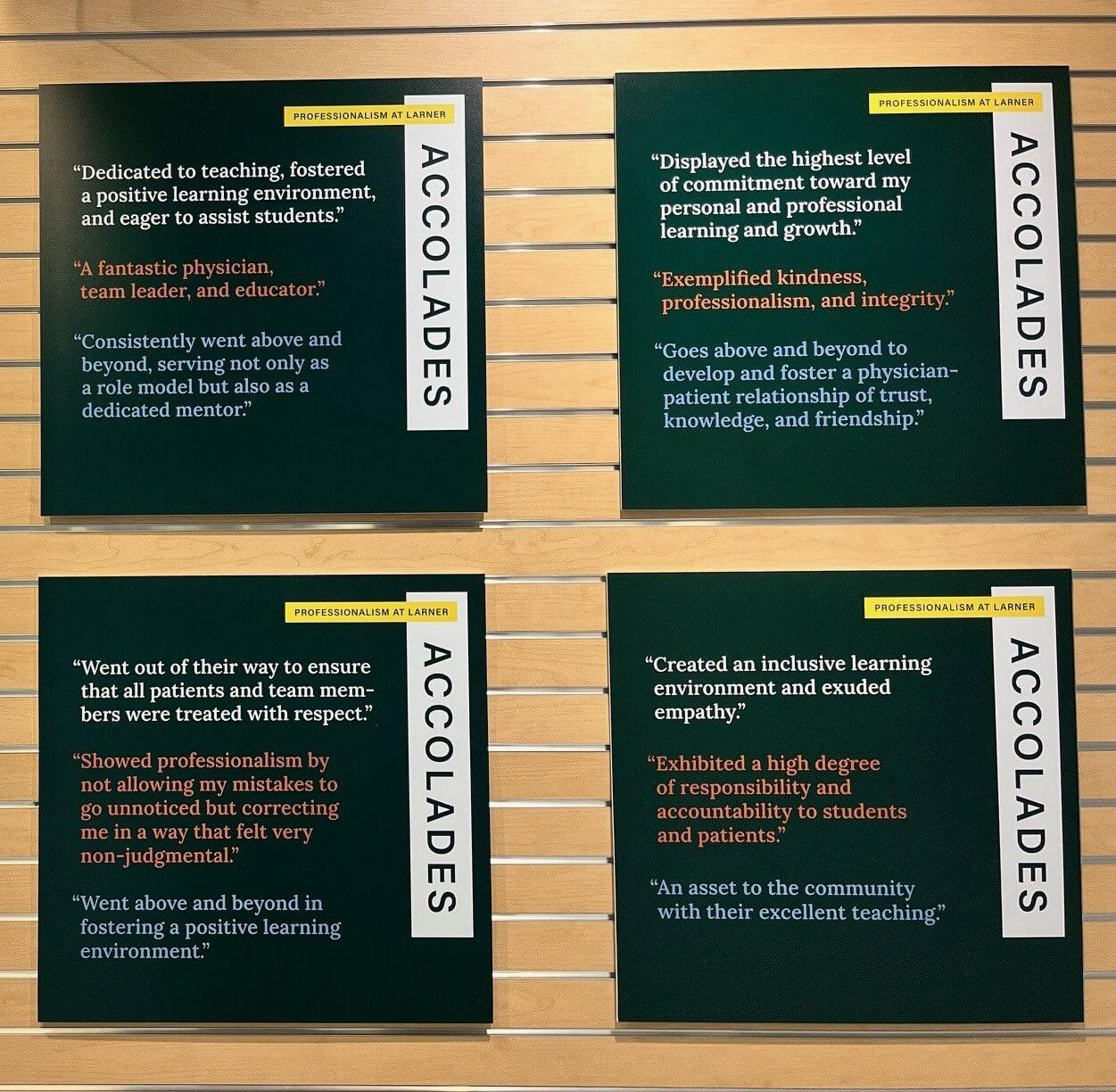 Accolade posters in the Given Courtyard