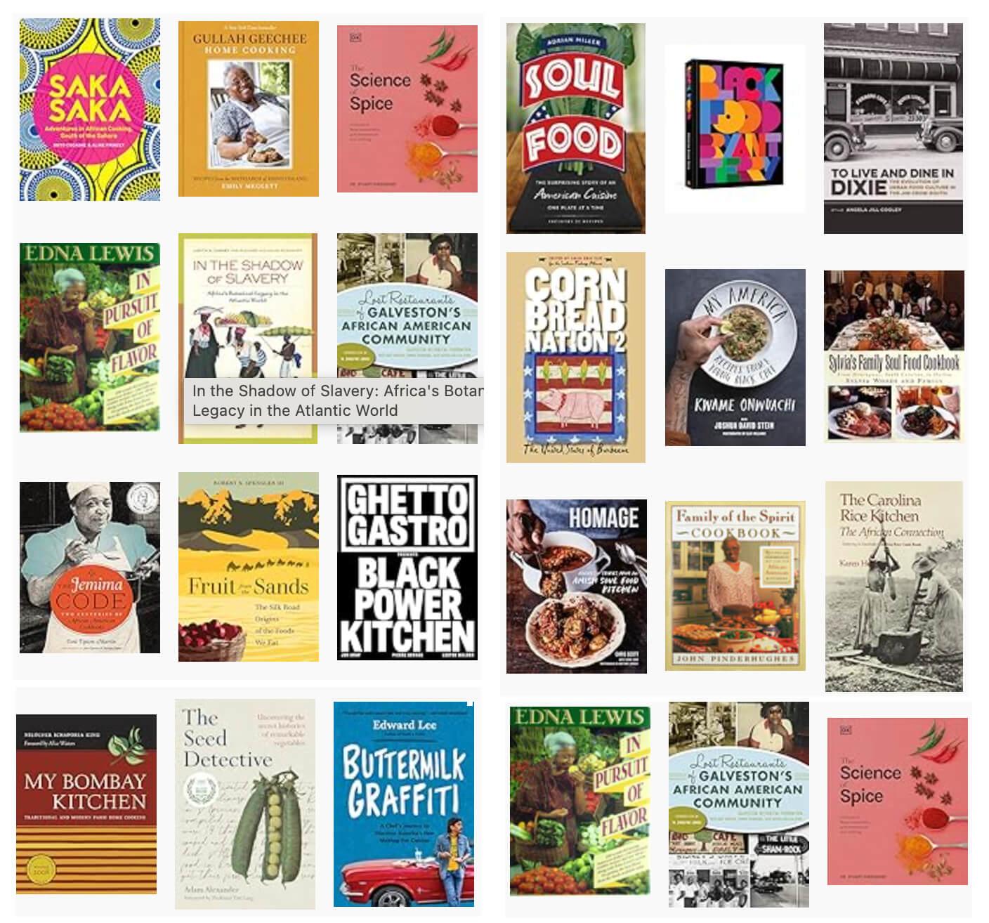 Some of the books in the African Diaspora Foodways Institute reading room