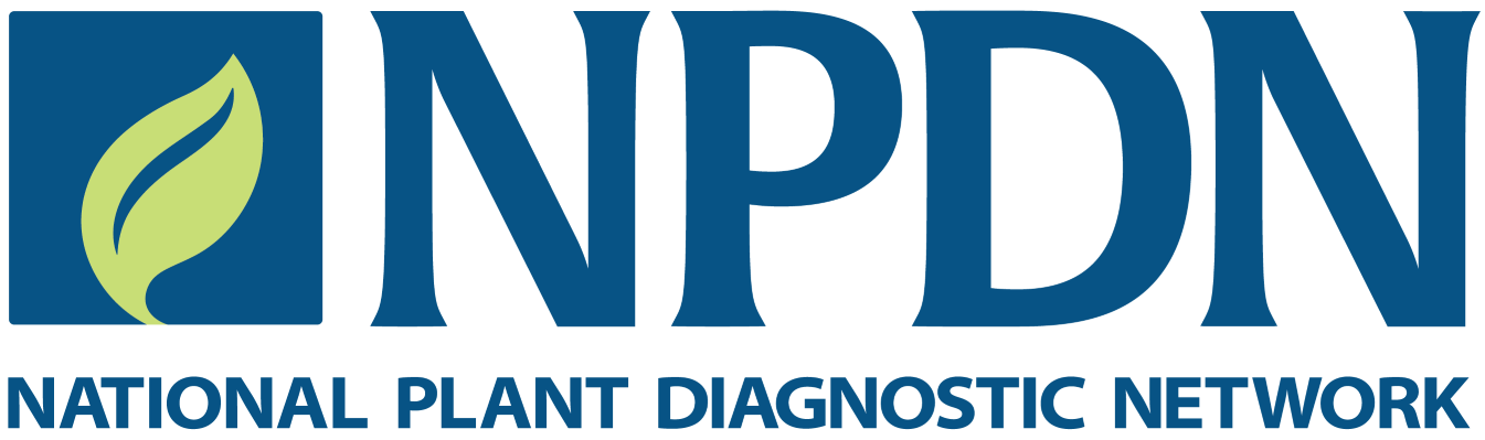 National Plant Diagnostic Network acronym with green leaf in blue square