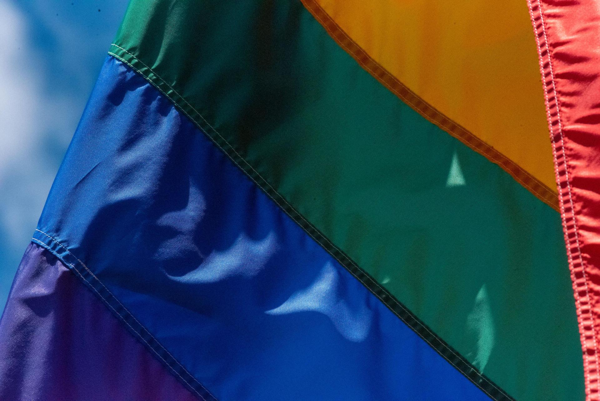 pride flag blowing in wind