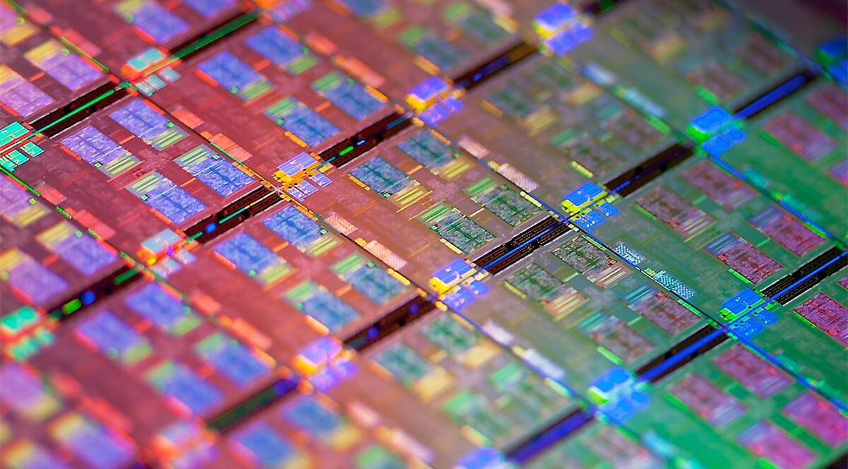A microchip under a microscope