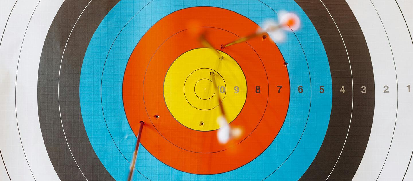 archery target with several arrows in it