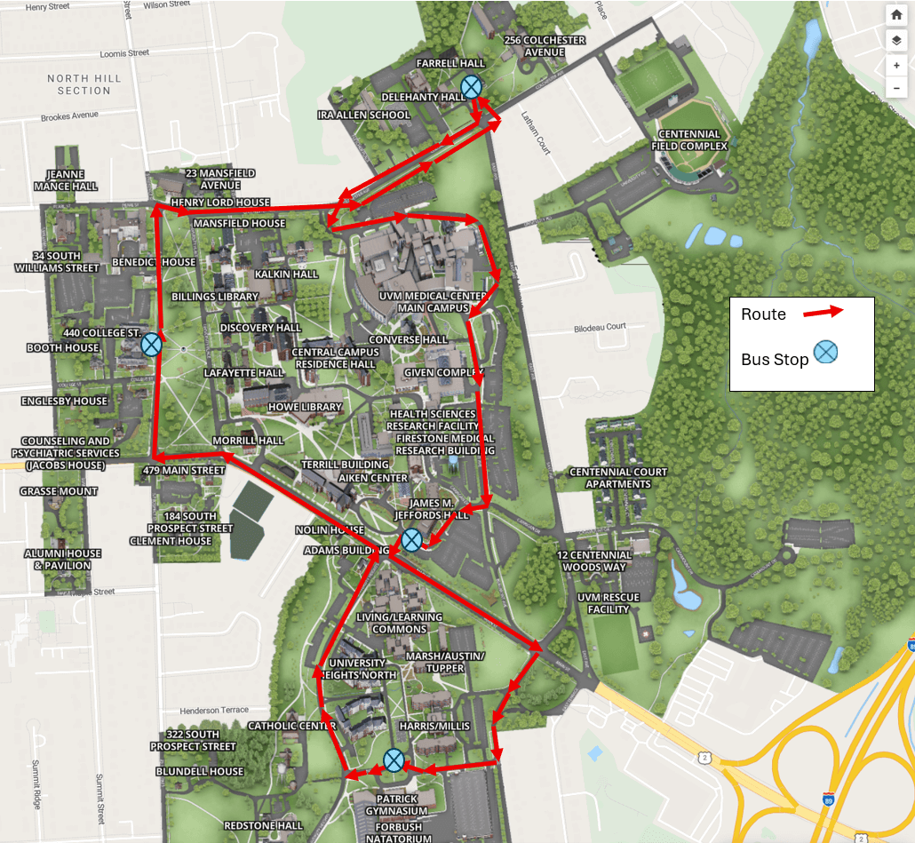 A map of the on campus shuttle detour for Move-In