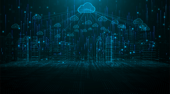 a complex, futuristic image representing data and cloud storage