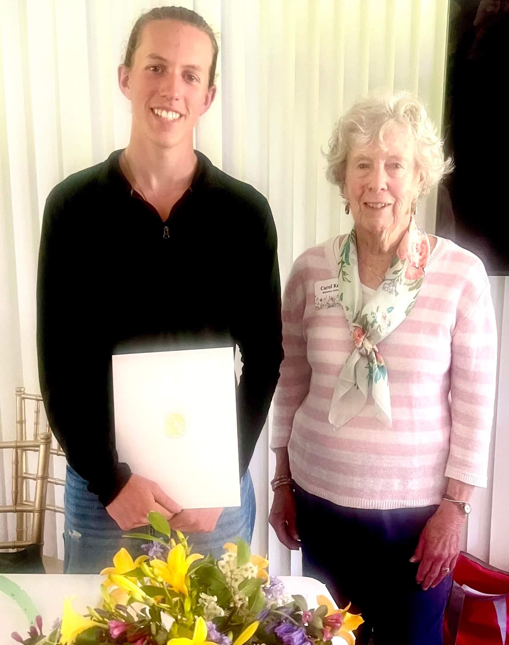Gavin and Carol Kress posing with Gavin's gardening award.