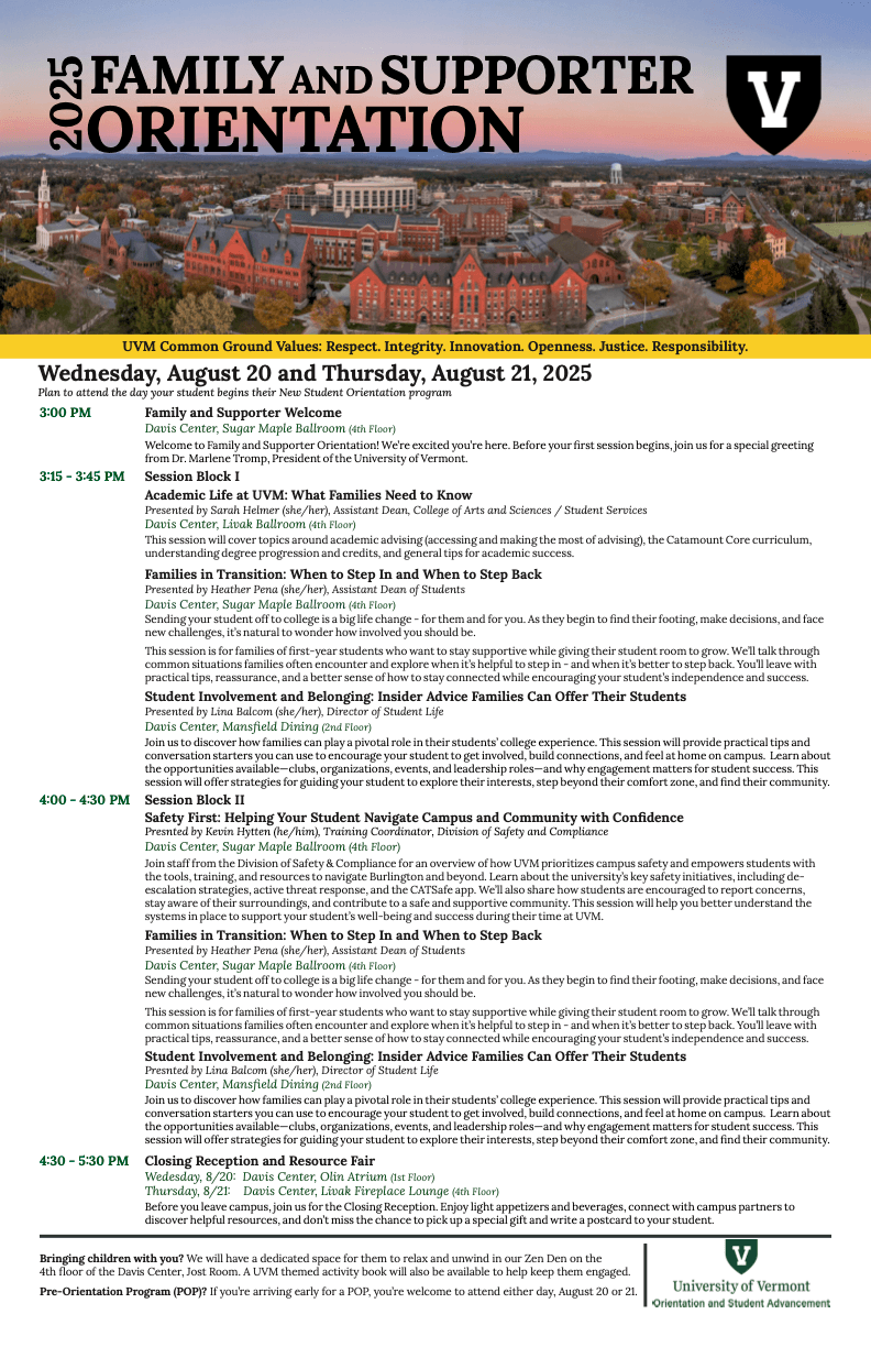 Family August 2025 Schedule