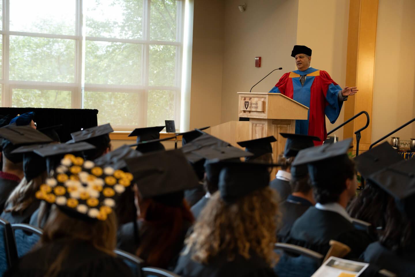 Dean Sanjay Sharma welcomes friends, families, and students to the SI-MBA iauguration
