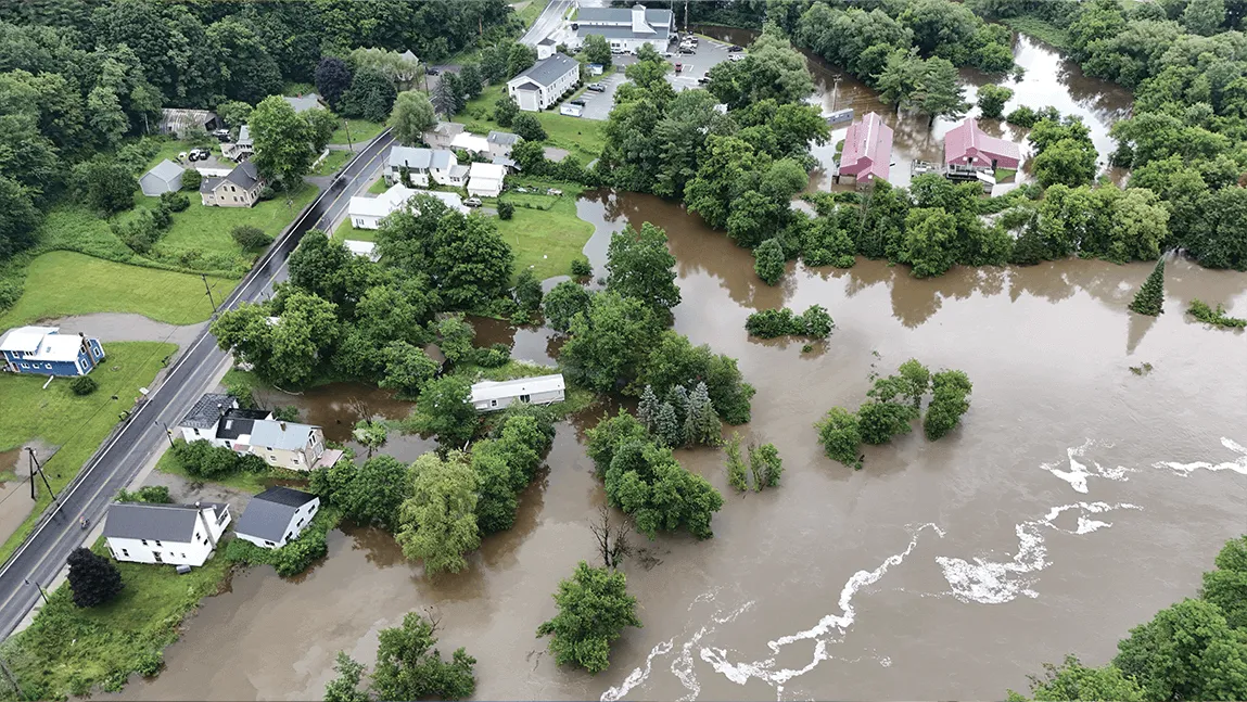 Aerial photo of flooded community