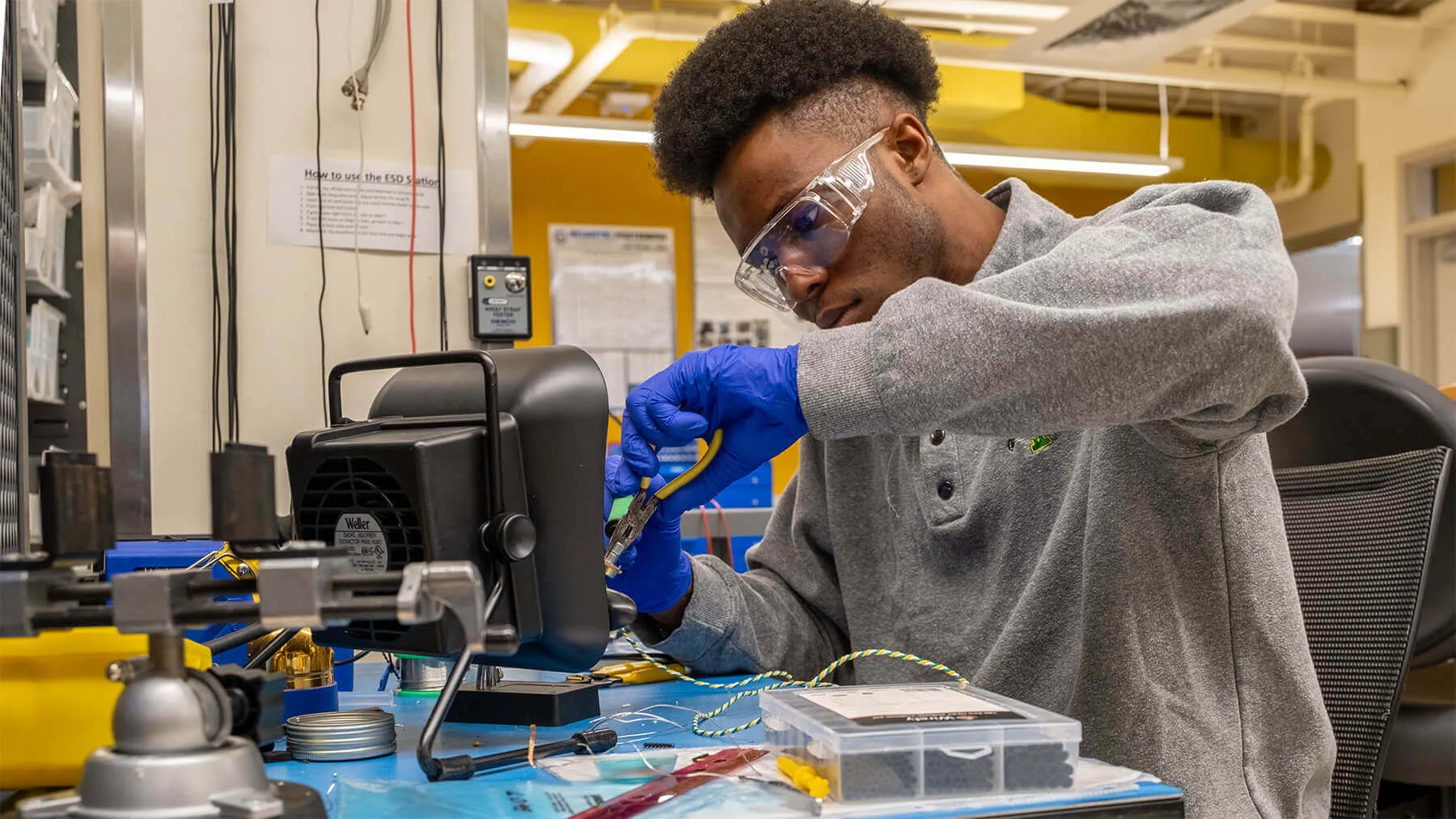 Student works on an engineering project