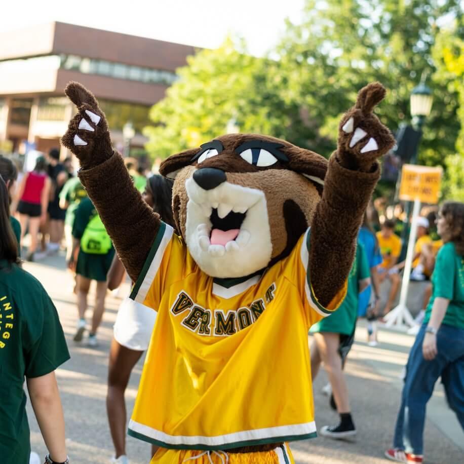 Cheering UVM Mascot.