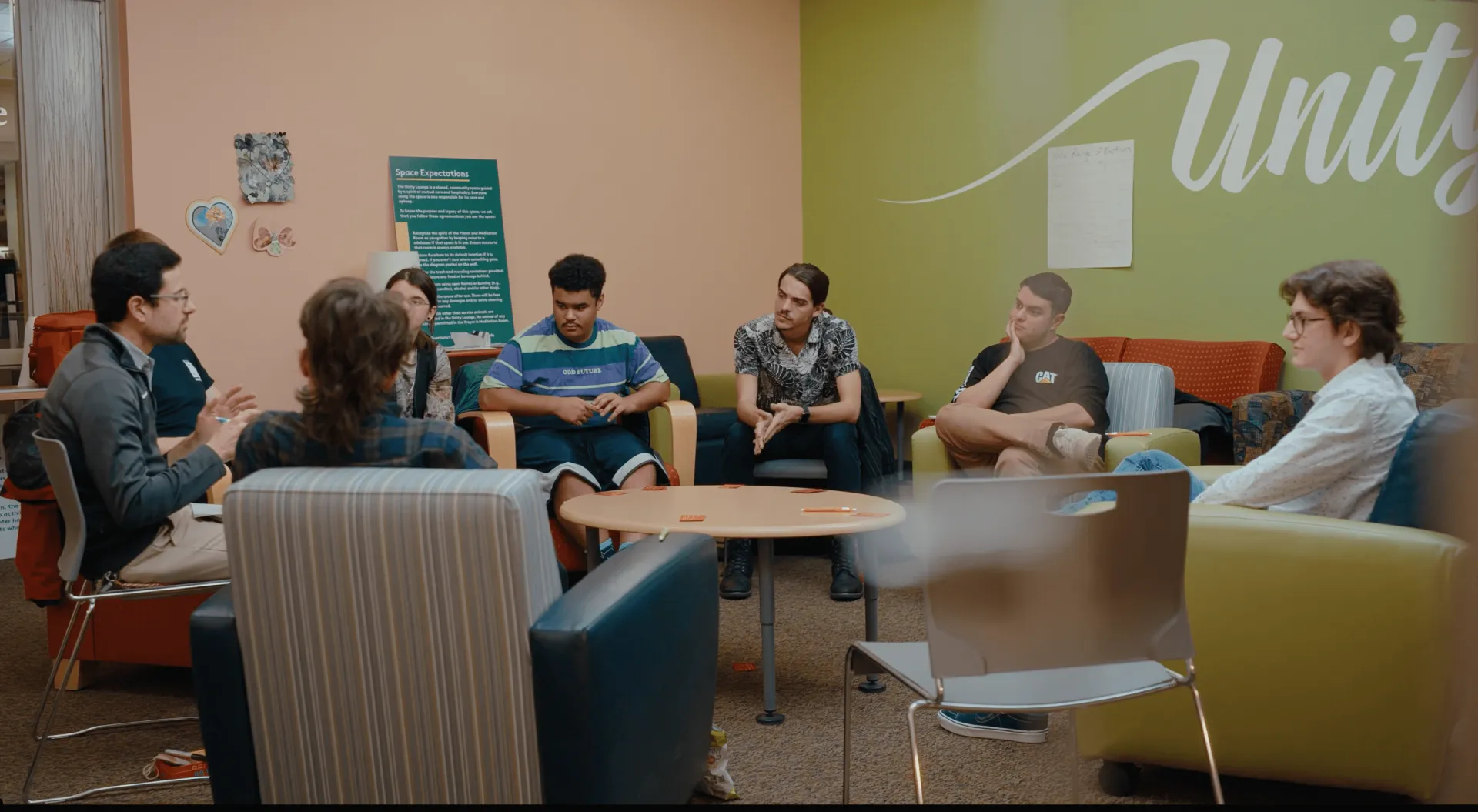 groups of students talking