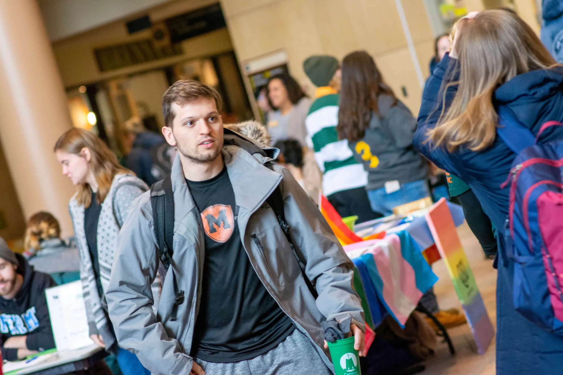 Student walking at the Davis Center