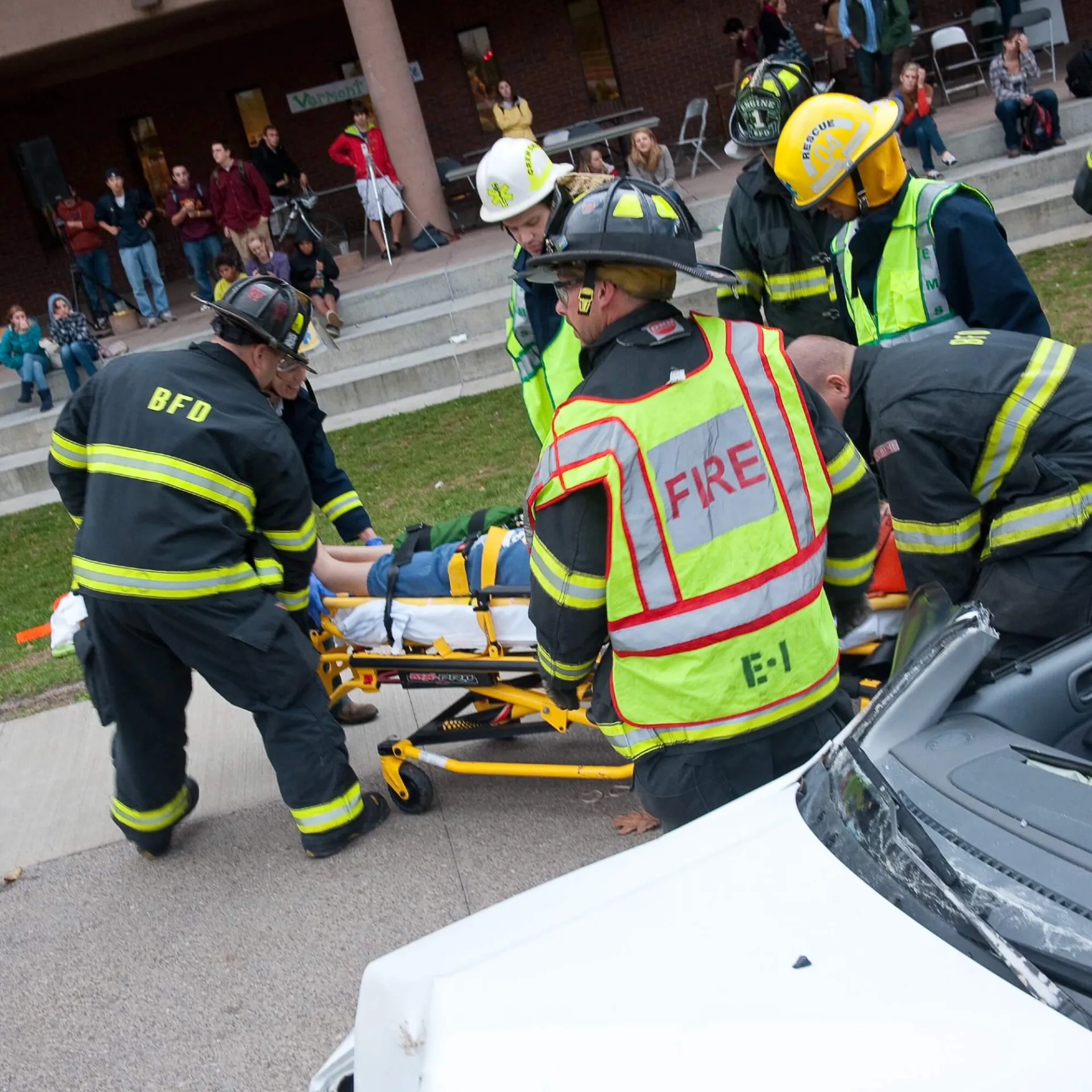 First responder training with mock crash patient