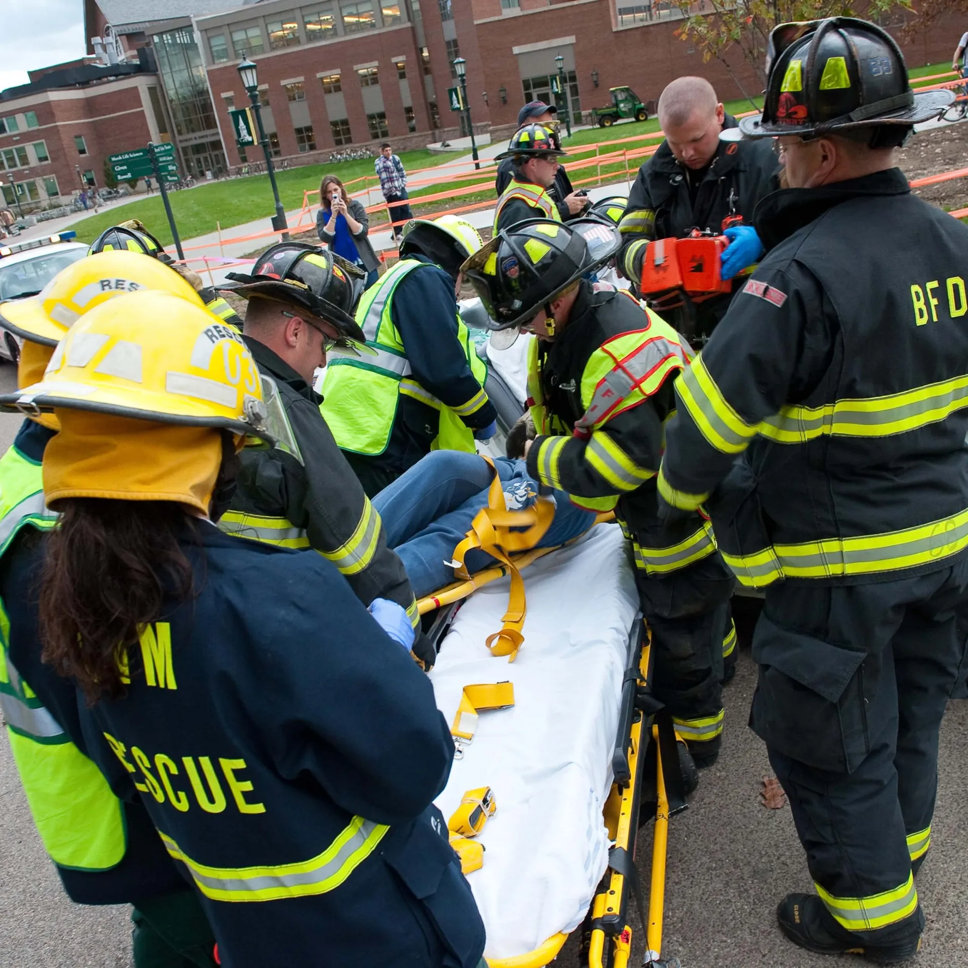 First responder training at mock crash