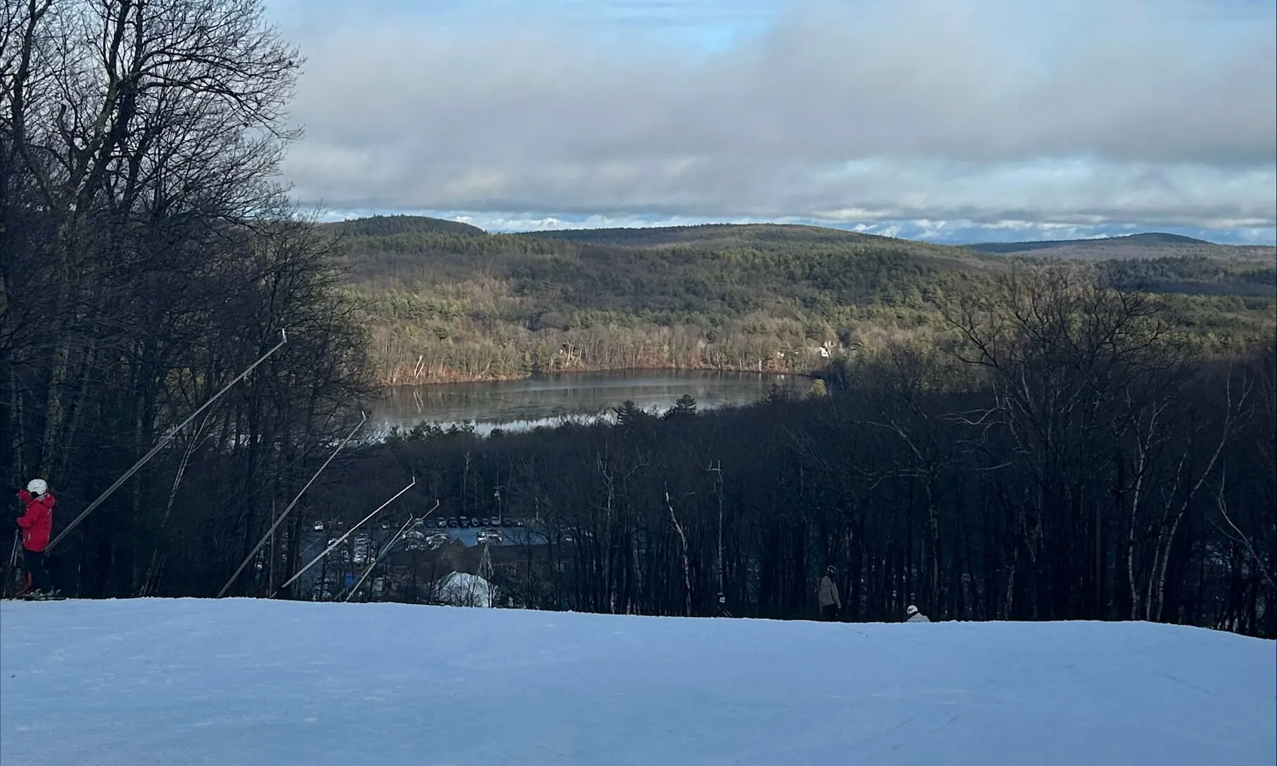 A beautiful day on a ski mountain.