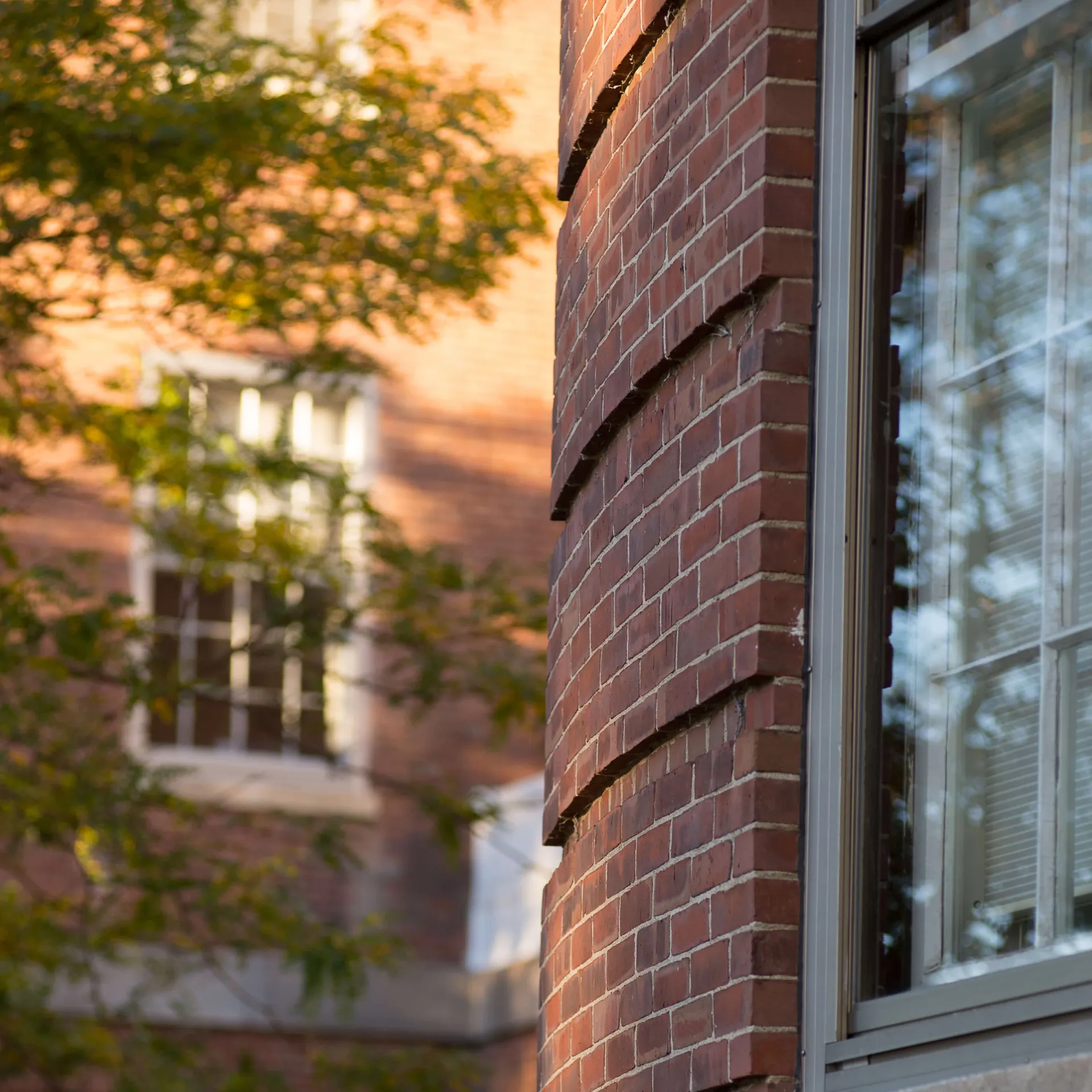 Curved detail of brick building