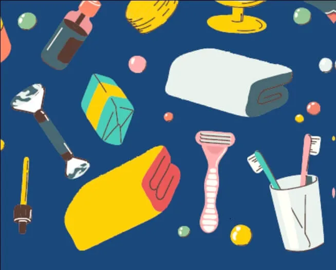 Stylized graphic of personal care items