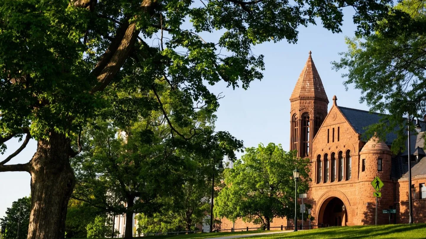 Campus building through the green